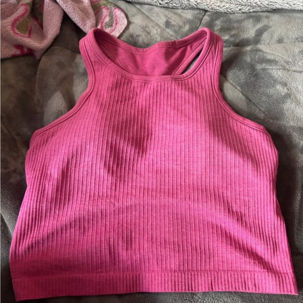 lululemon athletica Vibrant Pink Ribbed Crop Top